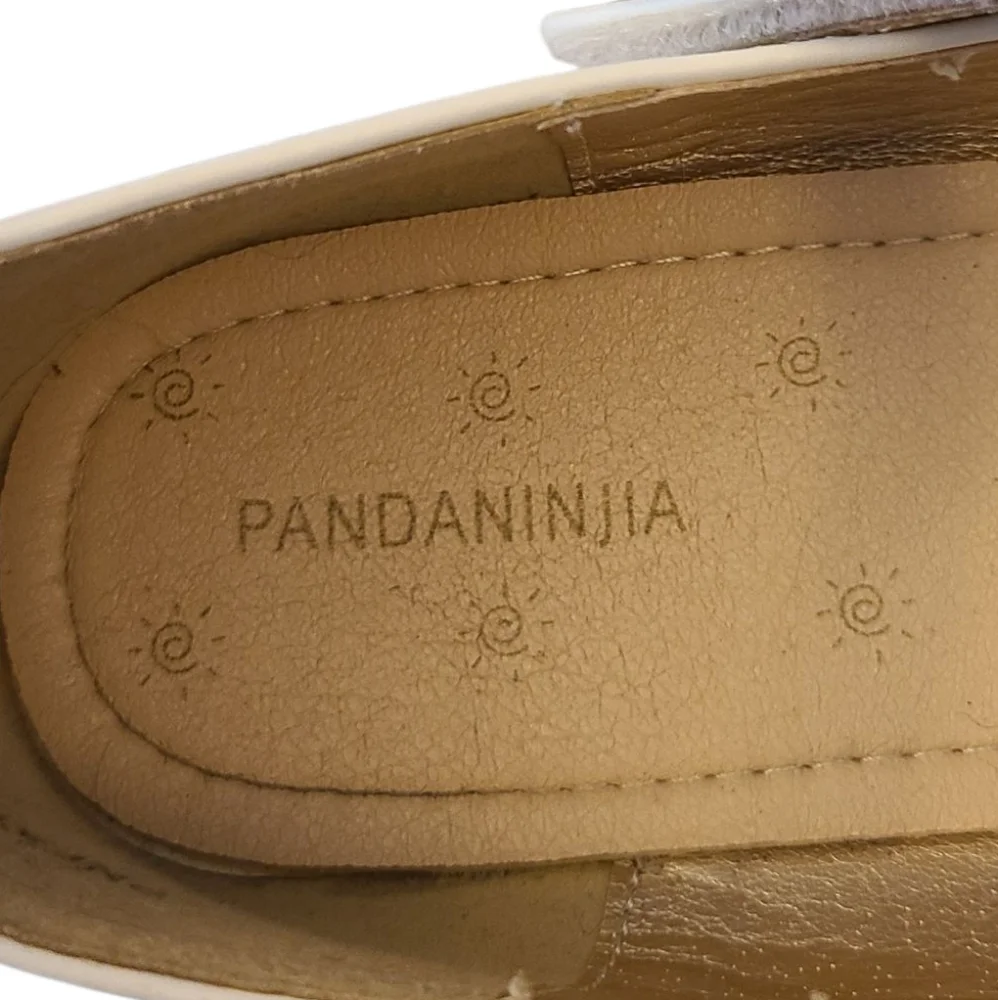 Pandaninjia Shoes White Girls Leather Mary Janes With Flower Sz 6 - Picture 7 of 11